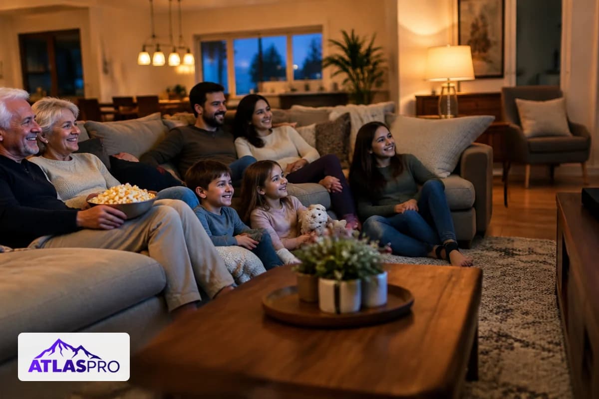 Toute la famille réunie devant Atlas Pro ONTV